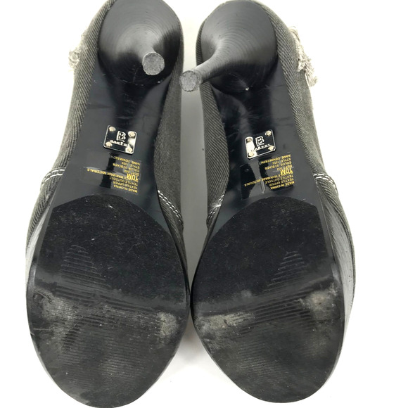 Bakers Eryn Heels Denim Platform Peep Toe High Distressed Gray Womens Size 10M - Picture 9 of 13